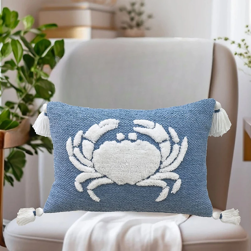 Vibhsa Vibhsa Baltic Table Tufted Pillow With Corner Tassels, 14" X 20" Rectangular Throw Pillow