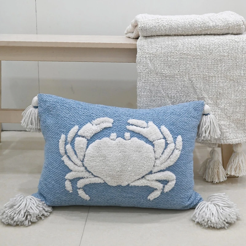 Vibhsa Vibhsa Baltic Table Tufted Pillow With Corner Tassels, 14" X 20" Rectangular Throw Pillow