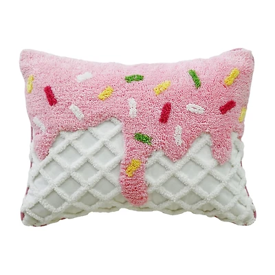 Vibhsa Vibhsa Novelty Tufted Decorative Pillow With Ice Cream Design, 14"X20" Rectangular Throw Pillow
