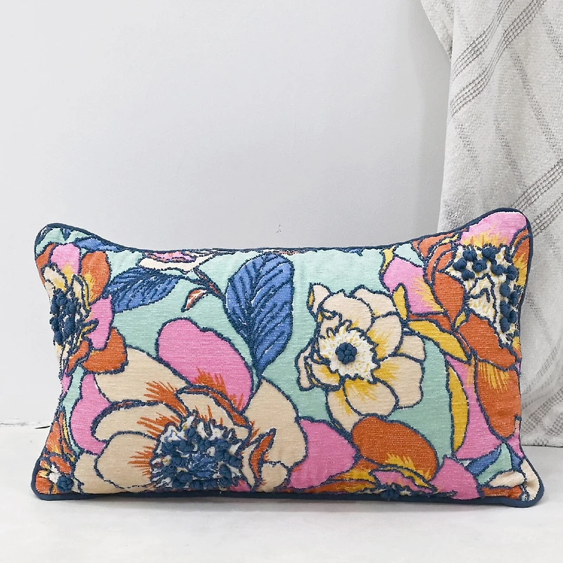 Vibhsa Vibhsa Novelty Pillow With Digital Print & Machine Embroidery 14" X 24" Rectangular Throw Pillow