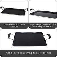 IMUSA Bistro Ceramic 17X10" Double Burner Griddle with Cool Touch Handles
