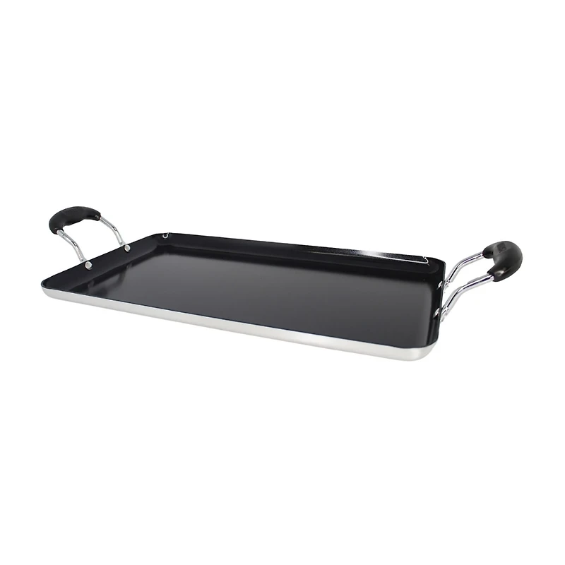 IMUSA Bistro Ceramic 17X10" Double Burner Griddle with Cool Touch Handles