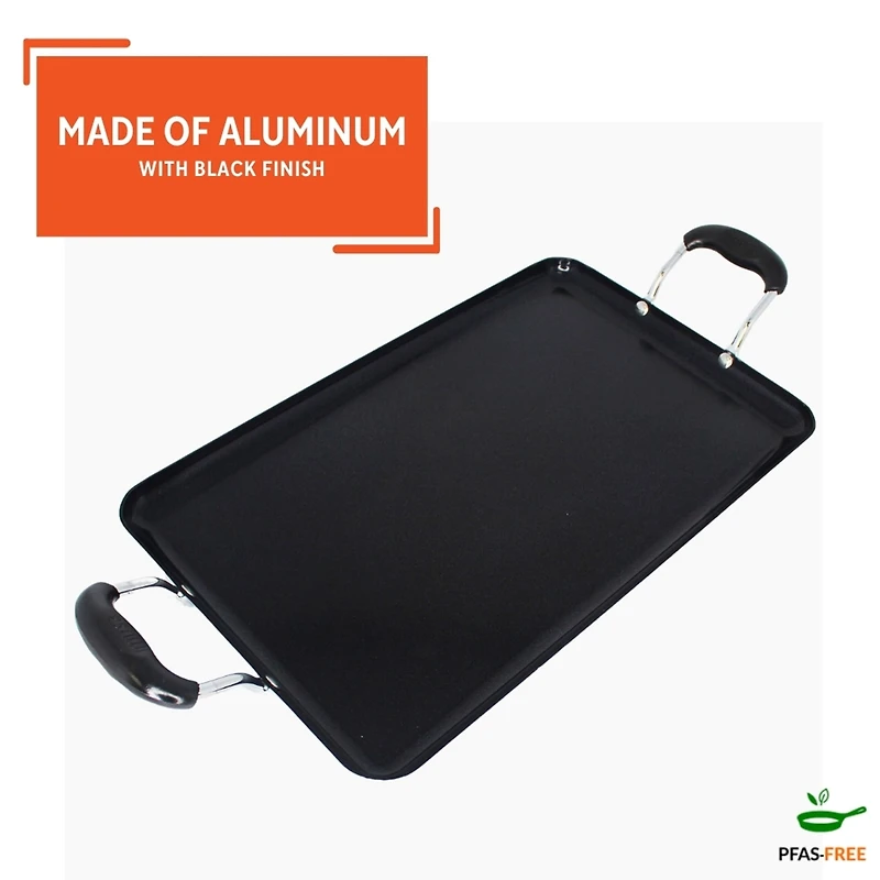 IMUSA Bistro Ceramic 17X10" Double Burner Griddle with Cool Touch Handles