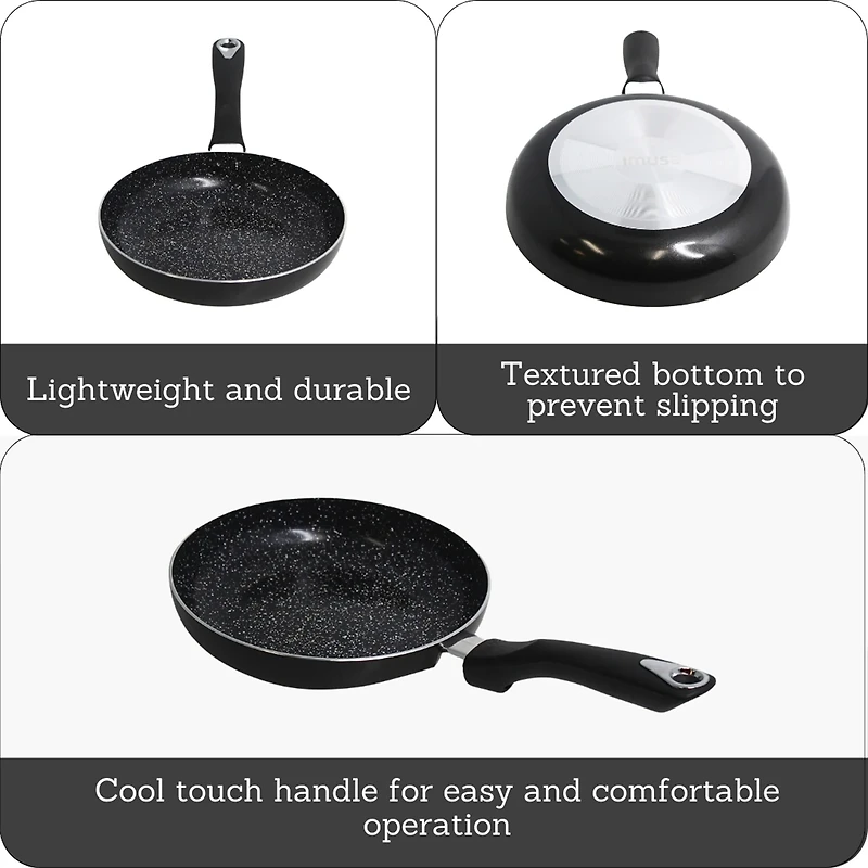 IMUSA Bistro-Cera Ceramic Speckled 8" Fry Pan with Cool Touch Handle