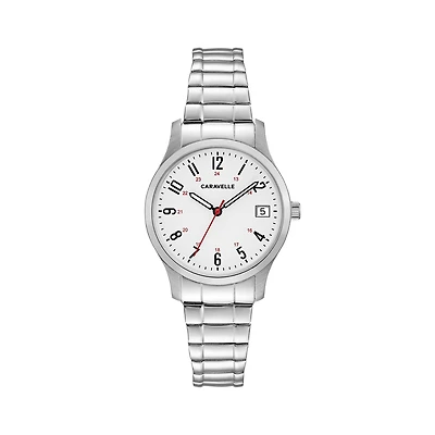 Caravelle Designed By Bulova Womens Silver Tone Stainless Steel Bracelet Watch 43m119