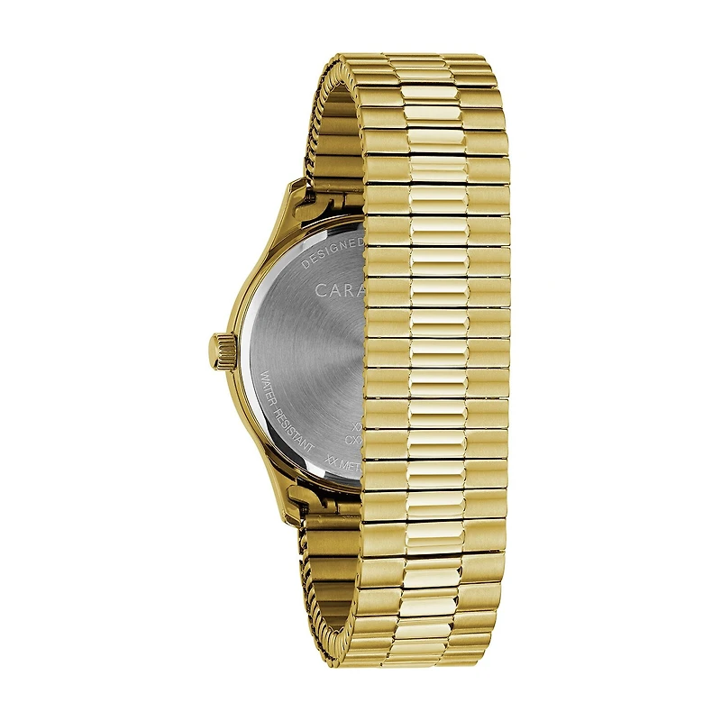Caravelle Designed By Bulova Mens Gold Tone Stainless Steel Bracelet Watch 44b117