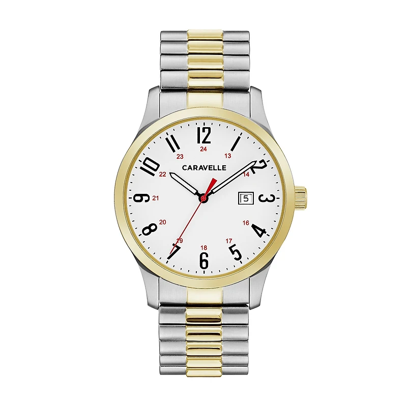 Caravelle Designed By Bulova Mens Two Tone Stainless Steel Bracelet Watch 45b147