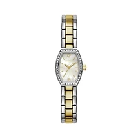 Caravelle Designed By Bulova Womens Crystal Accent Two Tone Stainless Steel Bracelet Watch 45l168