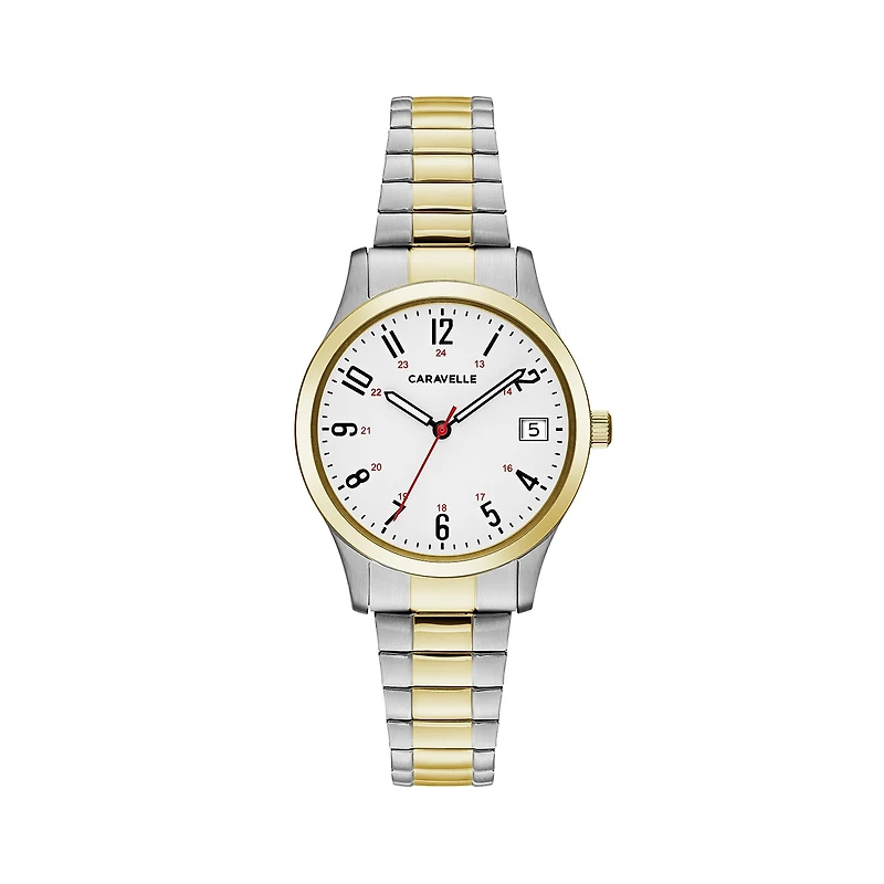 Caravelle Designed By Bulova Womens Two Tone Stainless Steel Bracelet Watch 45m111