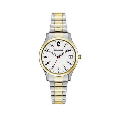 Caravelle Designed By Bulova Womens Two Tone Stainless Steel Bracelet Watch 45m111