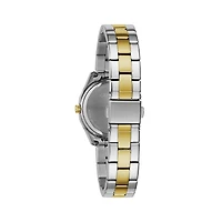 Caravelle Designed By Bulova Womens Crystal Accent Two Tone Stainless Steel Bracelet Watch 45m113