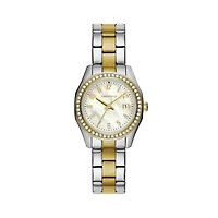 Caravelle Designed By Bulova Womens Crystal Accent Two Tone Stainless Steel Bracelet Watch 45m113