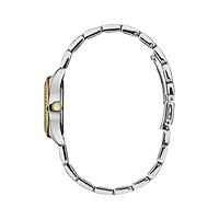Caravelle Designed By Bulova Womens Crystal Accent Two Tone Stainless Steel Bracelet Watch 45m113