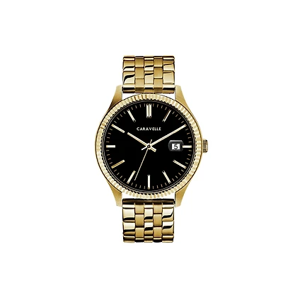 Caravelle Designed By Bulova Mens Gold Tone Stainless Steel Bracelet Watch 44b121
