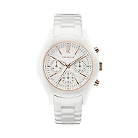 Caravelle Designed By Bulova Womens Chronograph White Bracelet Watch 45l174