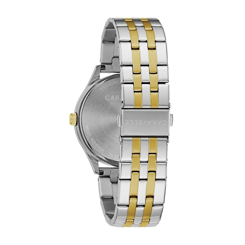 Caravelle Designed By Bulova Mens Two Tone Stainless Steel Bracelet Watch 45b148