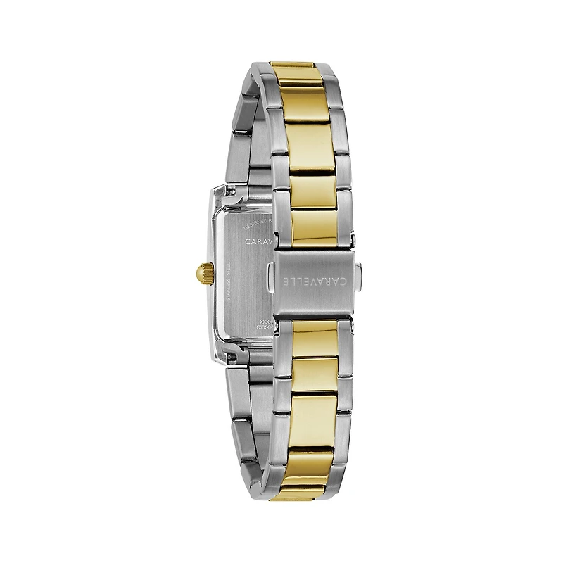 Caravelle Designed By Bulova Womens Two Tone Stainless Steel Bracelet Watch 45l167