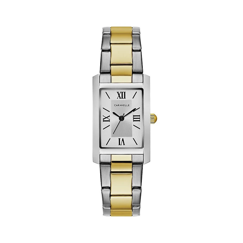Caravelle Designed By Bulova Womens Two Tone Stainless Steel Bracelet Watch 45l167