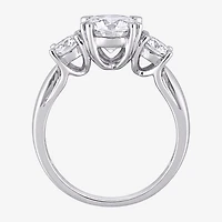 Womens Lab Created White Moissanite 10K Gold 3-Stone Engagement Ring