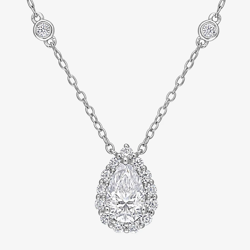 Womens 1 1/2 CT. T.W. Lab Created White Moissanite Sterling Silver 18 Inch Pendant Necklace