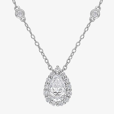Womens 1 1/2 CT. T.W. Lab Created White Moissanite Sterling Silver 18 Inch Pendant Necklace