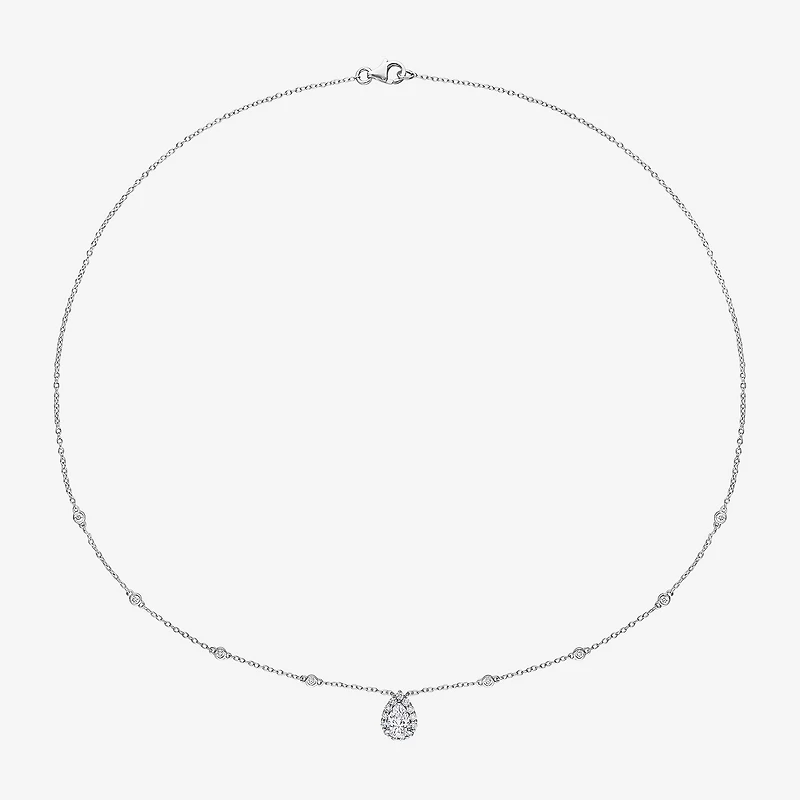 Womens 1 1/2 CT. T.W. Lab Created White Moissanite Sterling Silver 18 Inch Pendant Necklace