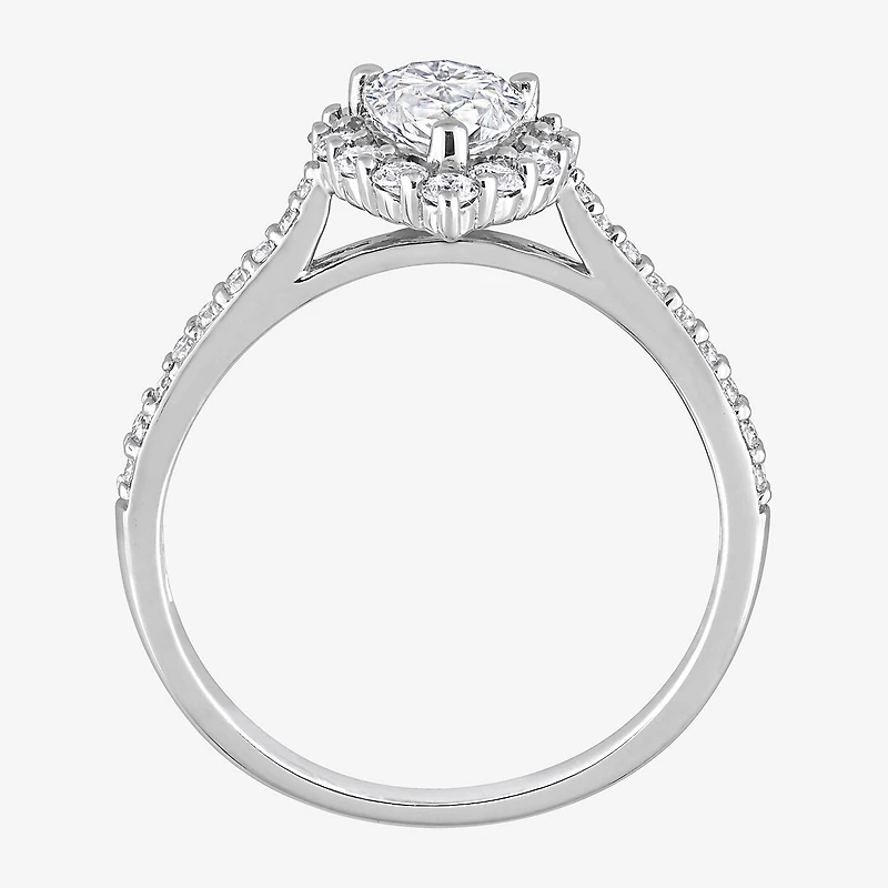 Womens 1 3/8 CT. T.W. Lab Created White Moissanite Sterling Silver Halo Engagement Ring