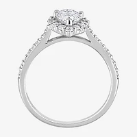 Womens 1 3/8 CT. T.W. Lab Created White Moissanite Sterling Silver Halo Engagement Ring