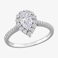 Womens 1 3/8 CT. T.W. Lab Created White Moissanite Sterling Silver Halo Engagement Ring