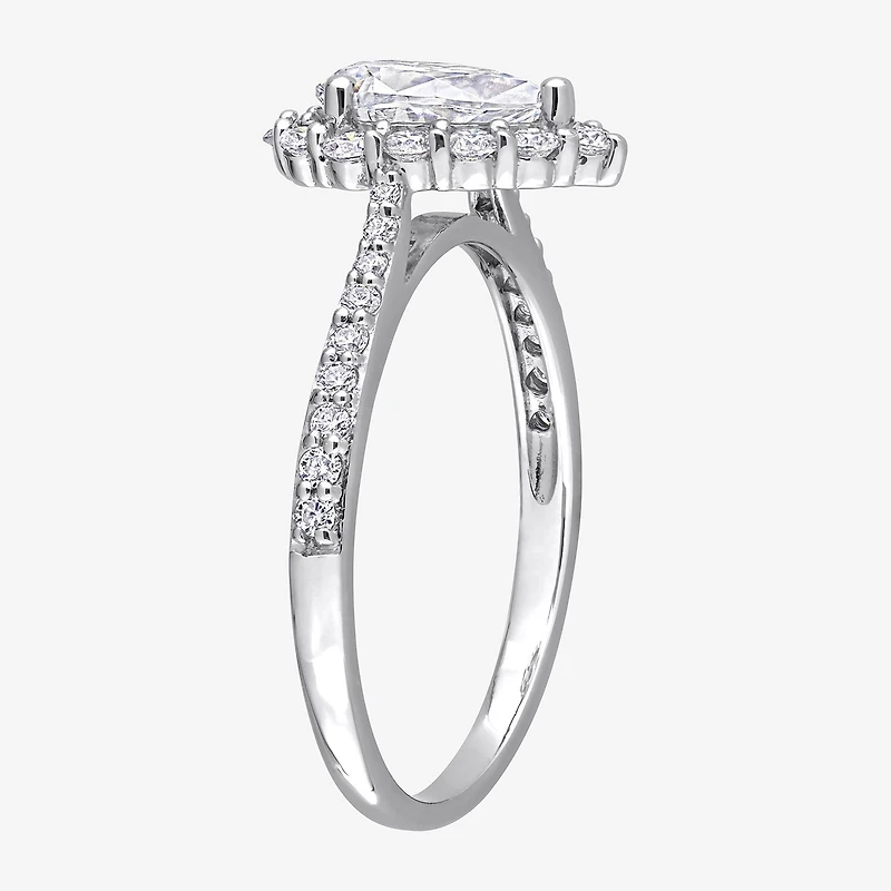 Womens 1 3/8 CT. T.W. Lab Created White Moissanite Sterling Silver Halo Engagement Ring