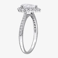 Womens 1 3/8 CT. T.W. Lab Created White Moissanite Sterling Silver Halo Engagement Ring