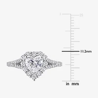 Womens 1 1/2 CT. T.W. Lab Created White Moissanite Sterling Silver Halo Engagement Ring