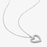 Womens Lab Created White Moissanite Sterling Silver Heart 18 Inch Pendant Necklace