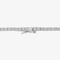 Womens White Moissanite Sterling Silver 17 Inch Tennis Necklace