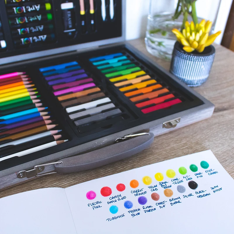 Art 101 Drawing, Sketching, and Doodling 111 Piece Wood Art Set