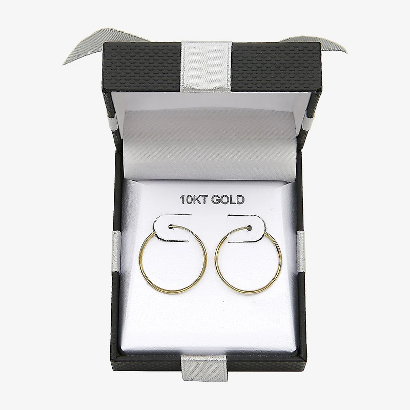 Womens 10K Gold 20mm Round Hoop Earrings