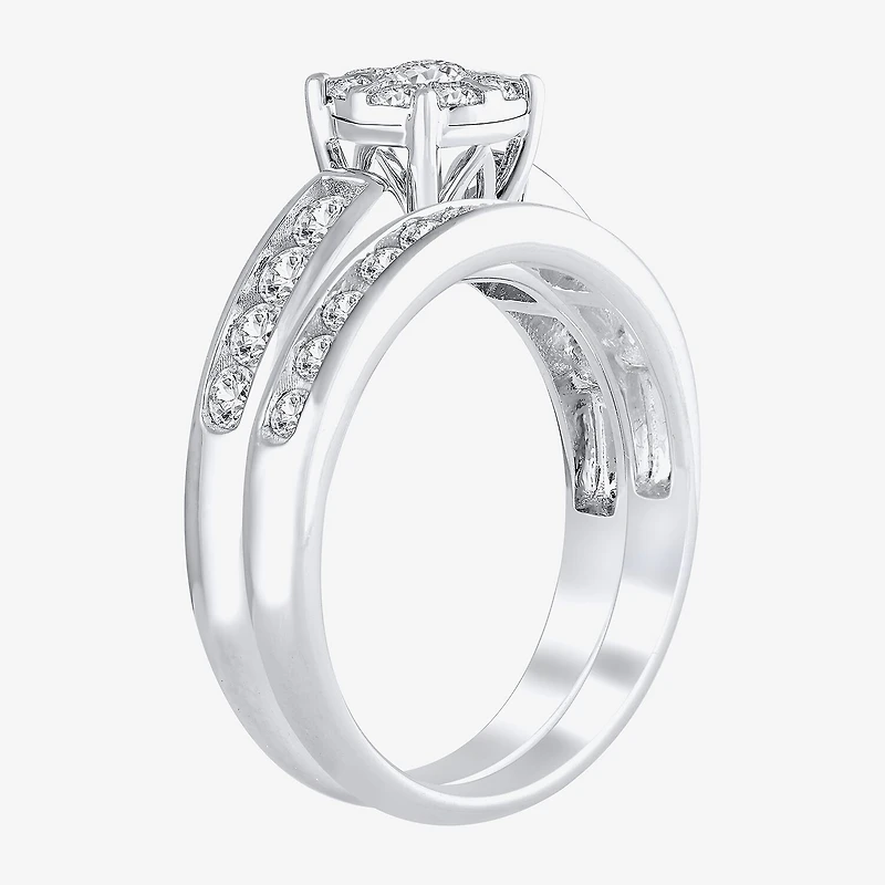 Round 1 CT.T.W. Natural Diamond Side Stone Bridal Set 10K or 14K Gold