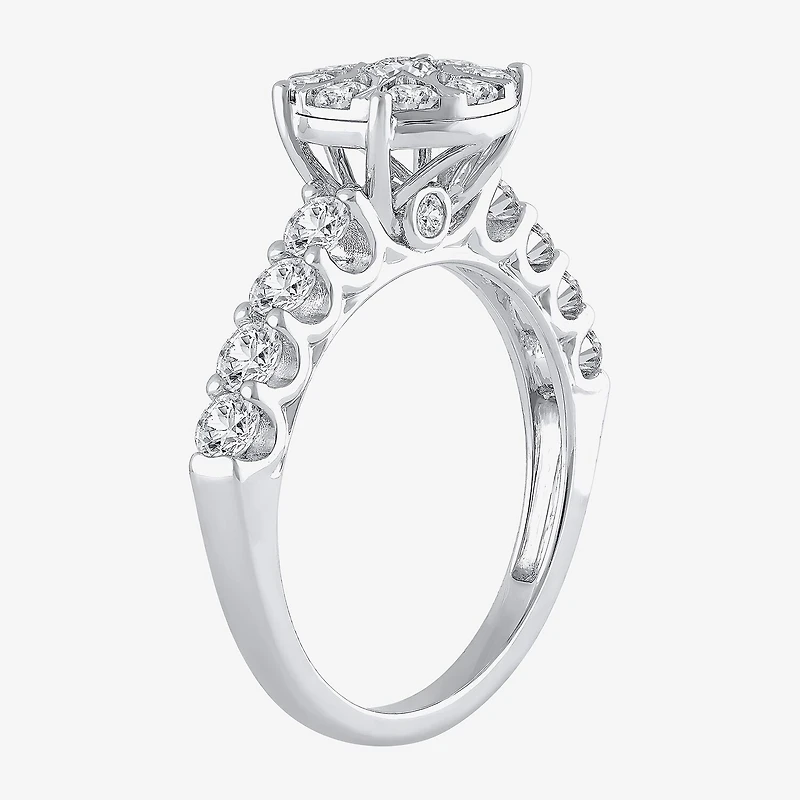 Womens CT. T.W. Natural White Diamond 14K Gold Round Halo Bridal Set