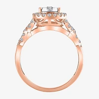 Signature By Modern Bride 1 CT.T.W. Natural Diamond Pear Shape Side Stone Halo Bridal Set 10K or 14K Gold