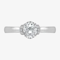 (I / I1) Womens 1 CT. T.W. Lab Grown White Diamond 10K or 14K Gold Oval Solitaire Engagement Ring