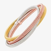 Made in Italy Womens 14K Tri-Color Gold Bangle Bracelet