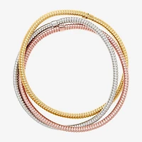 Made in Italy Womens 14K Tri-Color Gold Bangle Bracelet