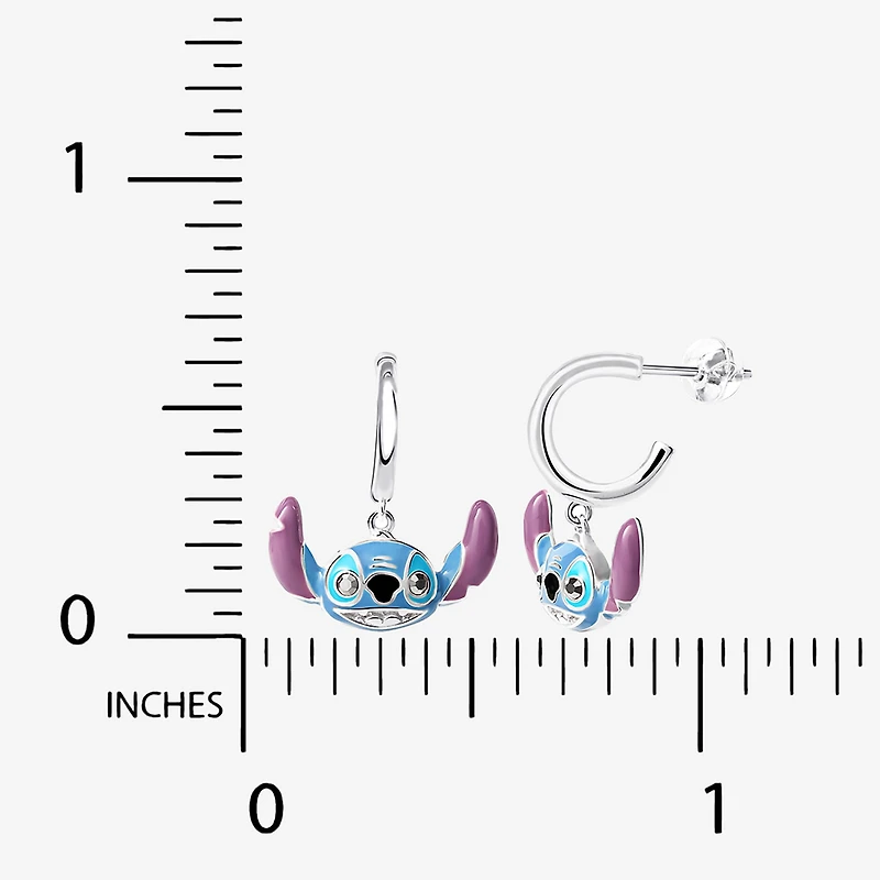 Disney Collection Girls Sterling Silver 16.1mm Lilo & Stitch Hoop Earrings
