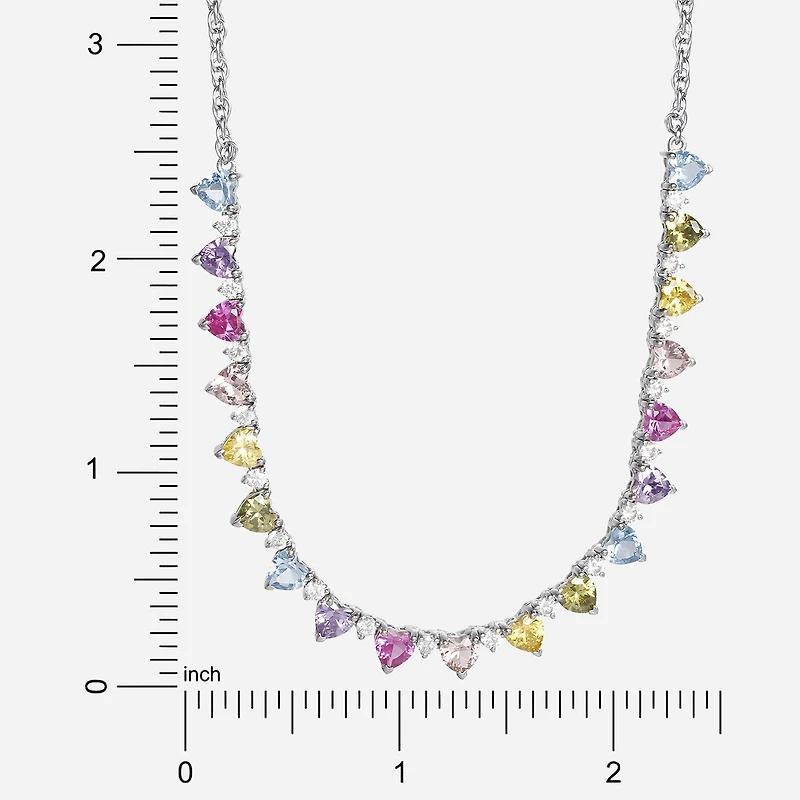 Womens Multi Color Cubic Zirconia Sterling Silver 18 Inch Tennis Necklace