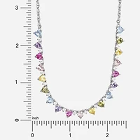 Womens Multi Color Cubic Zirconia Sterling Silver 18 Inch Tennis Necklace