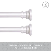 Kenney Easy Install Collection™ Fast Fit™ No Tools Nicholas 2-Pack 5/8 IN Tension Curtain Rod