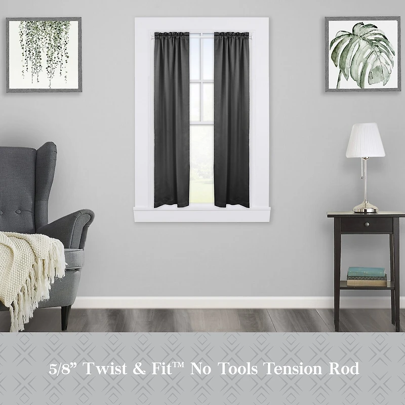 Kenney Easy Install Collection™ Fast Fit™ No Tools Nicholas 2-Pack 5/8 IN Tension Curtain Rod