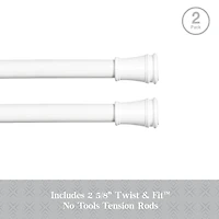Kenney Easy Install Collection™ Fast Fit™ No Tools Rogers 2-Pack 5/8 Tension Curtain Rod