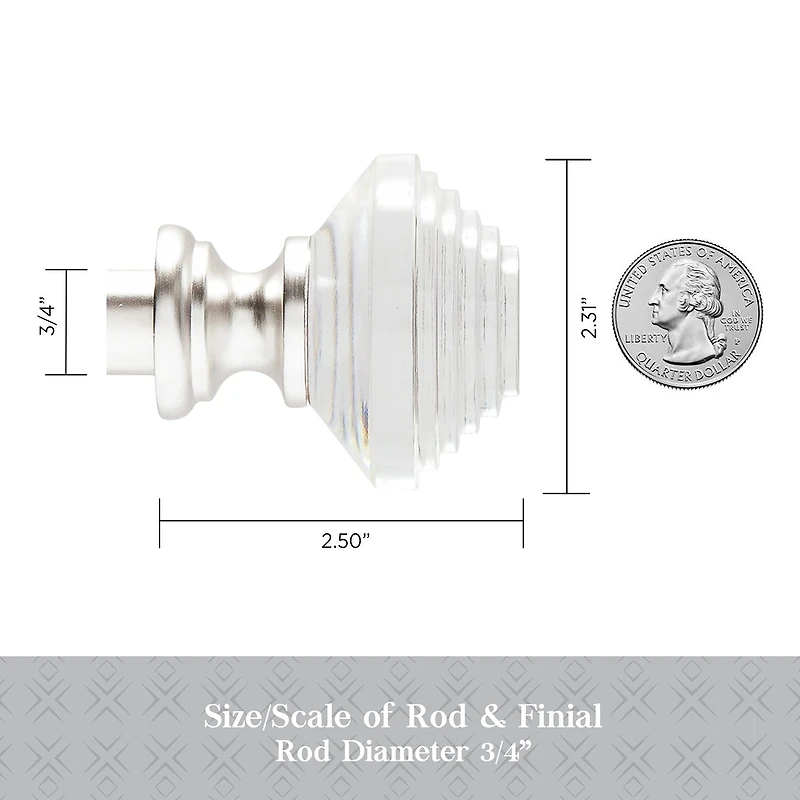 Kenney Designer Collection™ Selah Acrylic Knob 3/4 Adjustable Curtain Rod