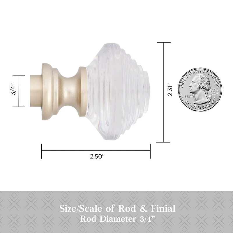 Kenney Designer Collection™ Selah Acrylic Knob 3/4 Adjustable Curtain Rod